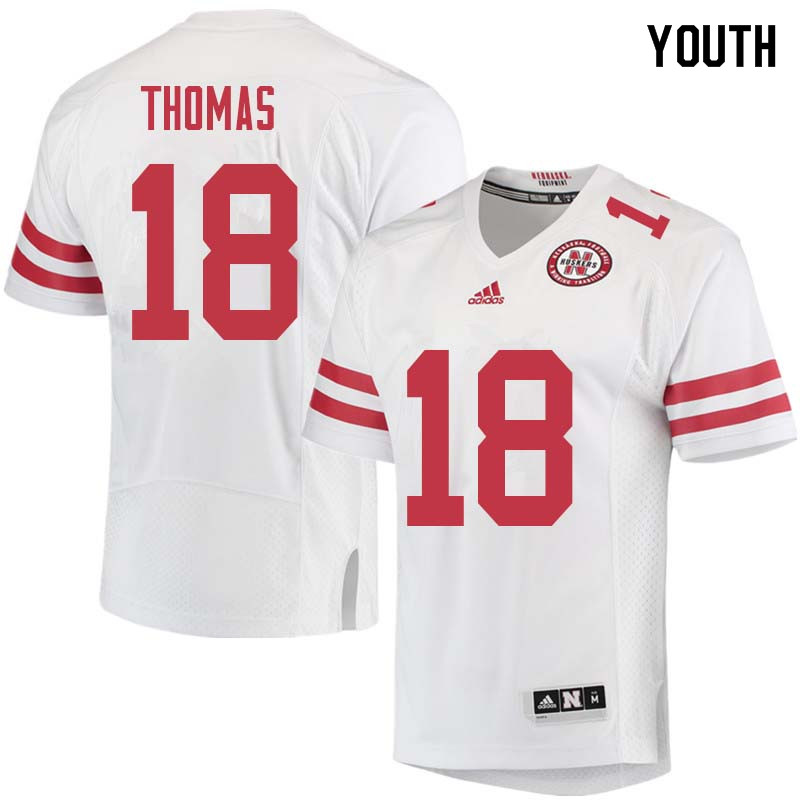 Youth #18 Guy Thomas Nebraska Cornhuskers College Football Jerseys Sale-White - Click Image to Close